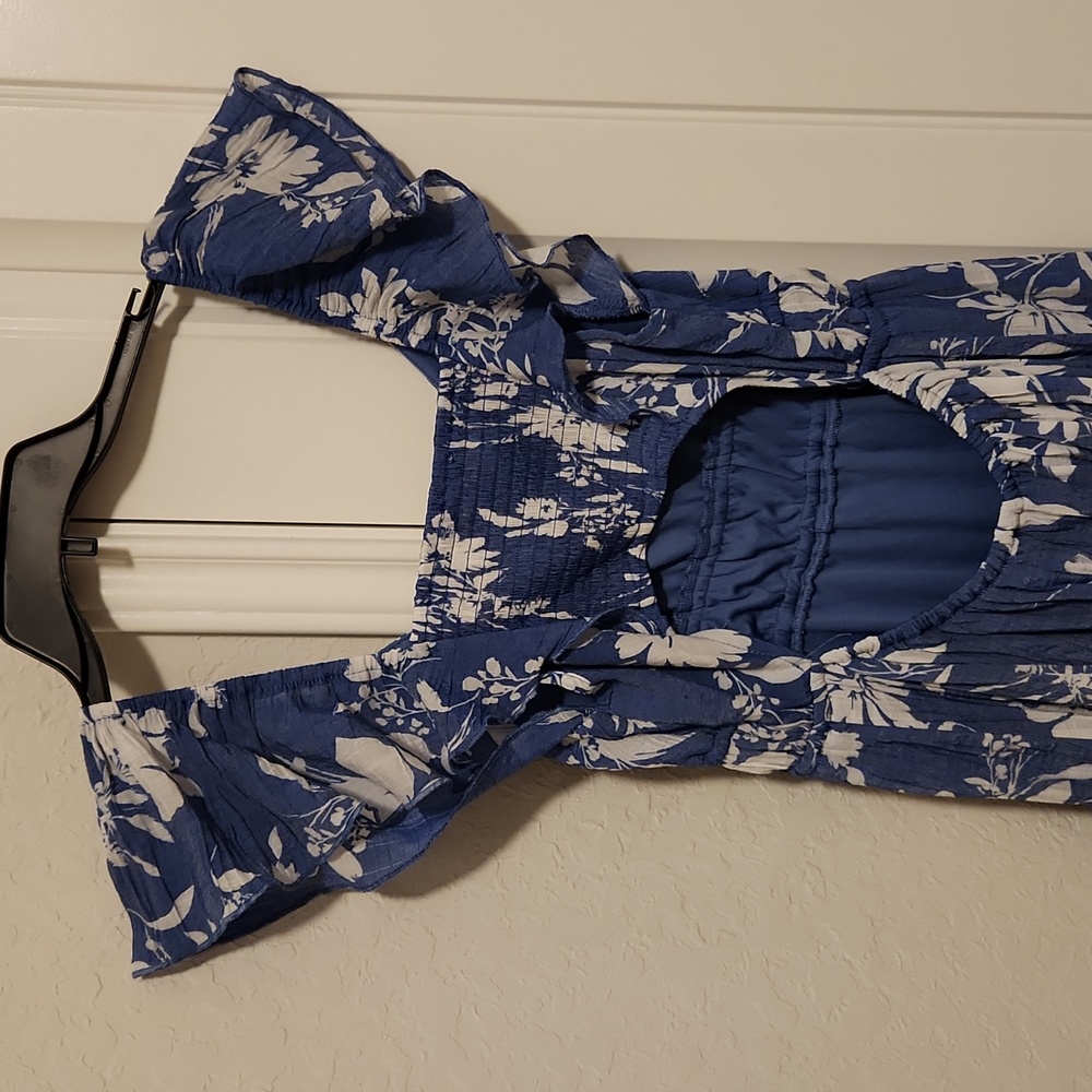 Blue floral dress open back - Picture 5 of 6